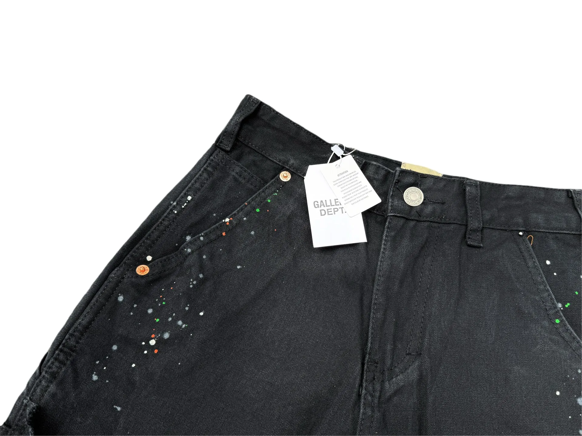 P220💰G33 GALLERY DEPT. Spliced ​​washed retro jeans for men and women high street splashed ink trousers micro-flared casual trousers trendy couple same style Color: Black Size: S-XXL (corresponding to 28-36)